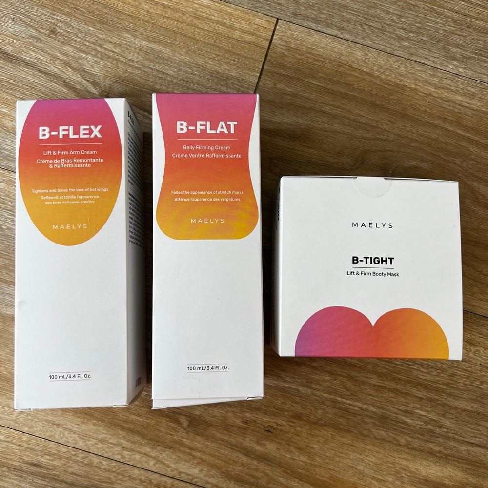 Maelys B-FLEX, B-FLAT, and B-TIGHT Skincare Trio - White and Orange